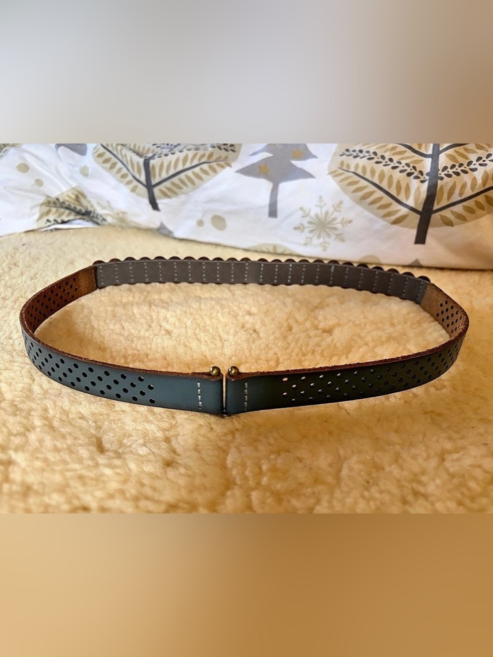 Anthropologie Tabitha Perforated Stretch Belt in grey, size small